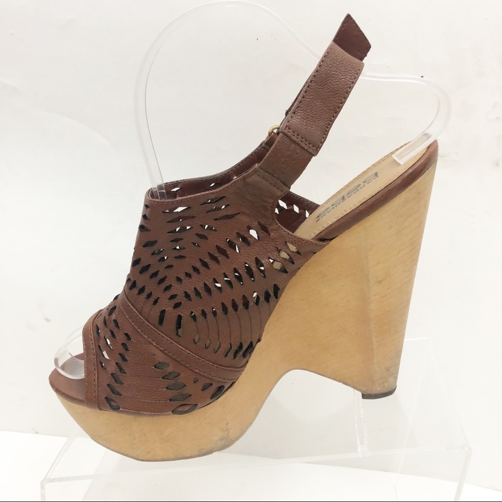 Bebe Kardashians Wood Wedge Sandals Size 9 - Picture 8 of 8